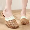 Летние женские тапочки из плетеной соломы и льна