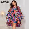 Plus Size Women's Print Fashion Full Length Dress