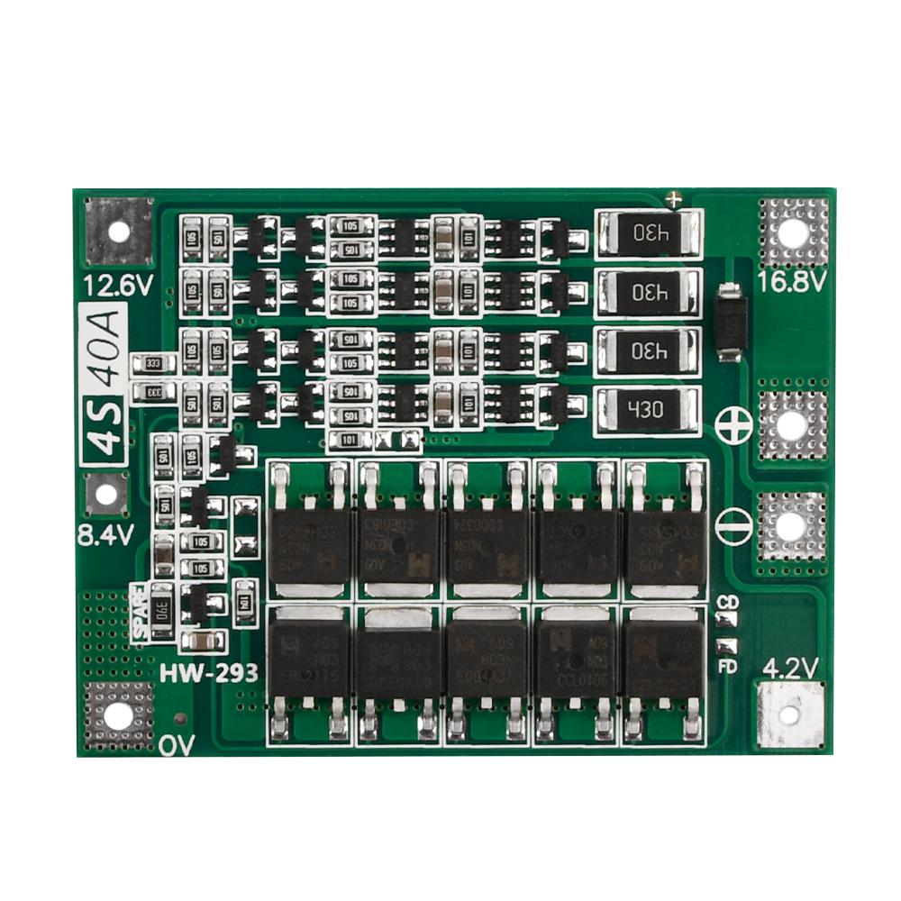 Защитная плата зарядного устройства литий-ионных аккумуляторов 4S 40A BMS 18650 Для двигателя дрели 16.8V с балансировкой