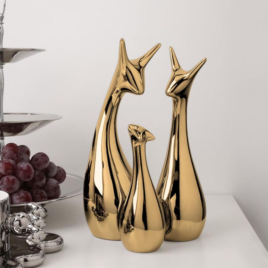 Animal Family Nordic Interior Ceramic Object ((3) Gold)