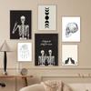 Black Skull Creative Wall Art Moon Kitten Scandinavian Poster Halloween Canvas Painting Wall Living Room Home Decoration