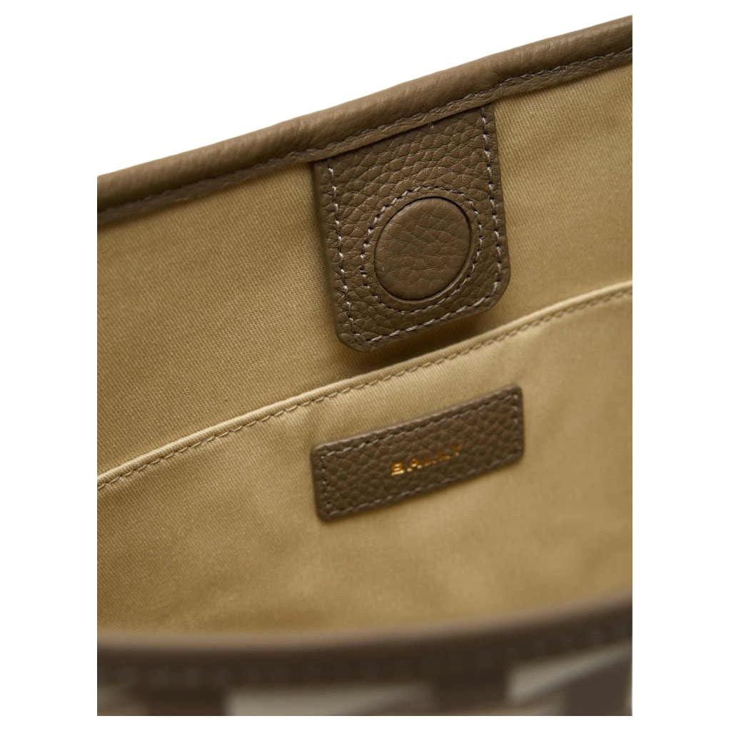 BALLY Magnetic Closure Artificial Leather With Textile Tote Bag, Shoulder Bag Women's Dark Umber 6315103