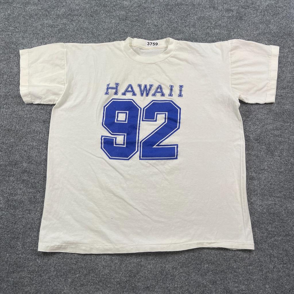 Vintage 90s Hawaii 92 Souvenir Surf Shirt XL 23x24 White Single-Stitch
