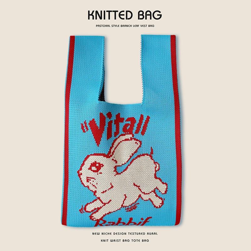 Вязаная сумка через плечо с кроликом, ручная сумка большой емкости с подарочной сумкой для рук