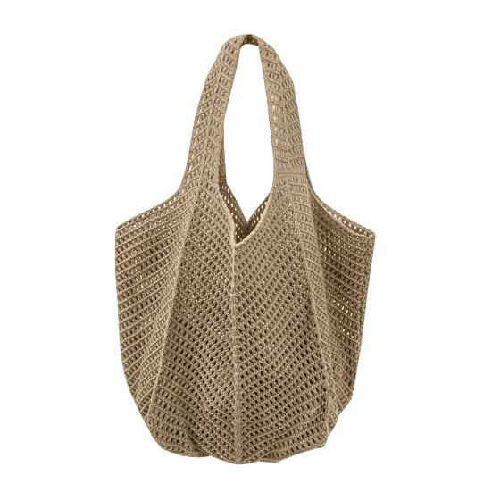Knitted Handbag with Convenient Structure Solid Color Spacious Beach Bag Exotic Vacation Roomy Tote Bag