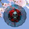 Kaijit - 1pc Mandala Inspired 3D Rose Skull Pattern Wind Spinning Wind Chime, Garden & Patio Decoration - Metal Hanging Ornament, No Battery Required