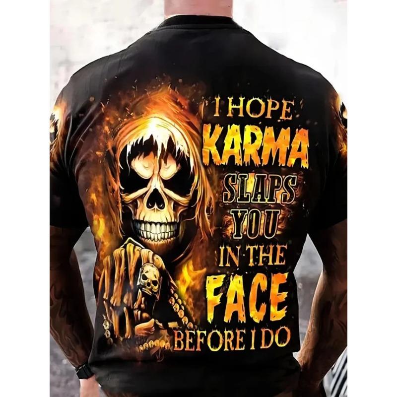 Мужская панк-футболка с 3D-принтом черепа, летняя модная уличная футболка с графикой черепа, с коротким рукавом, топ, мужская одежда