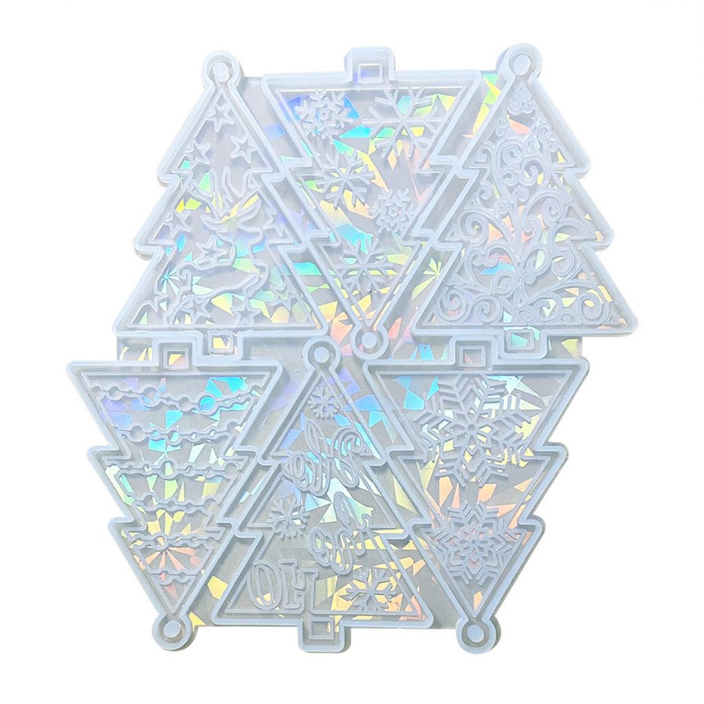 Holographic Christmas Tree Pendant Silicone Mold Ornaments Silicone Mould Resin Casting Molds Christmas Crafts Supplies