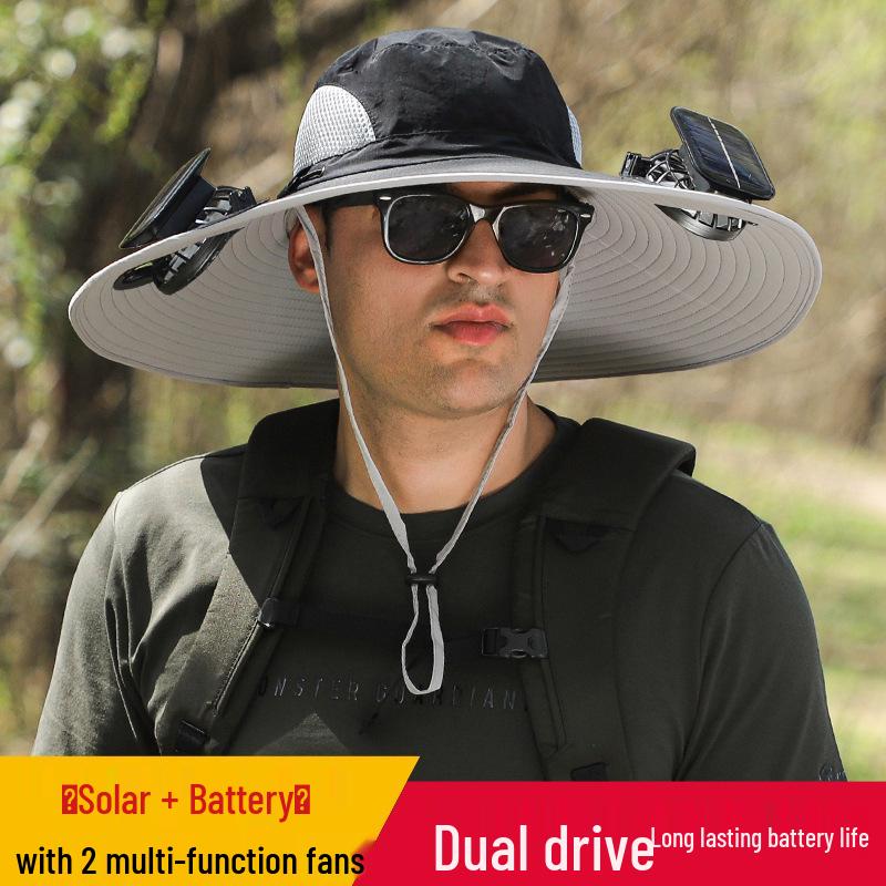 Men's Solar-Powered Cooling Hat with Fan for Outdoor Work