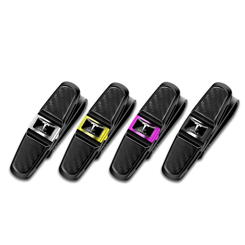 Car Sun Visor Glasses Fastener Clip Holder For Sunglasses Eyeglasses Ticket Card Multifunction Tesla Model 3 Y Car Interior