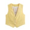 Spring and Summer New Women's Clothing Minimalist Style V Neck Sleeveless Decorated Row Button Short Candy Color Vest Jacket 2347888