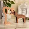 1PC Handmade Wooden Dog Statues, Playful Family and Pet Sculptures, Suitable for Home or Office Decoration