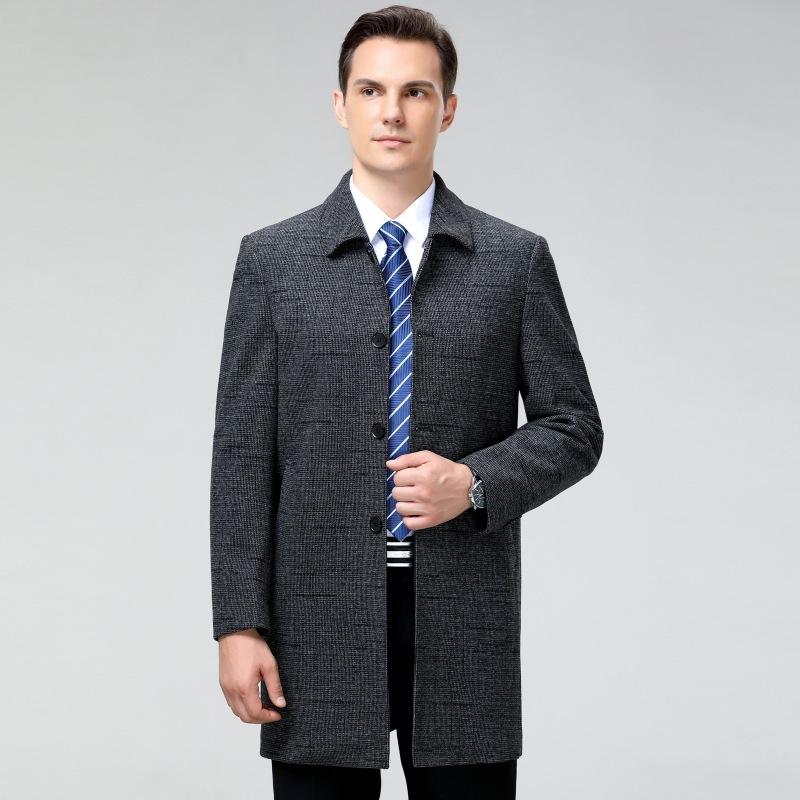 Кашемировое пальто средней длины, для среднего и пожилого возраста, осень и зима, свободная шерстяная куртка для папы, теплое пальто, мужское, толстое