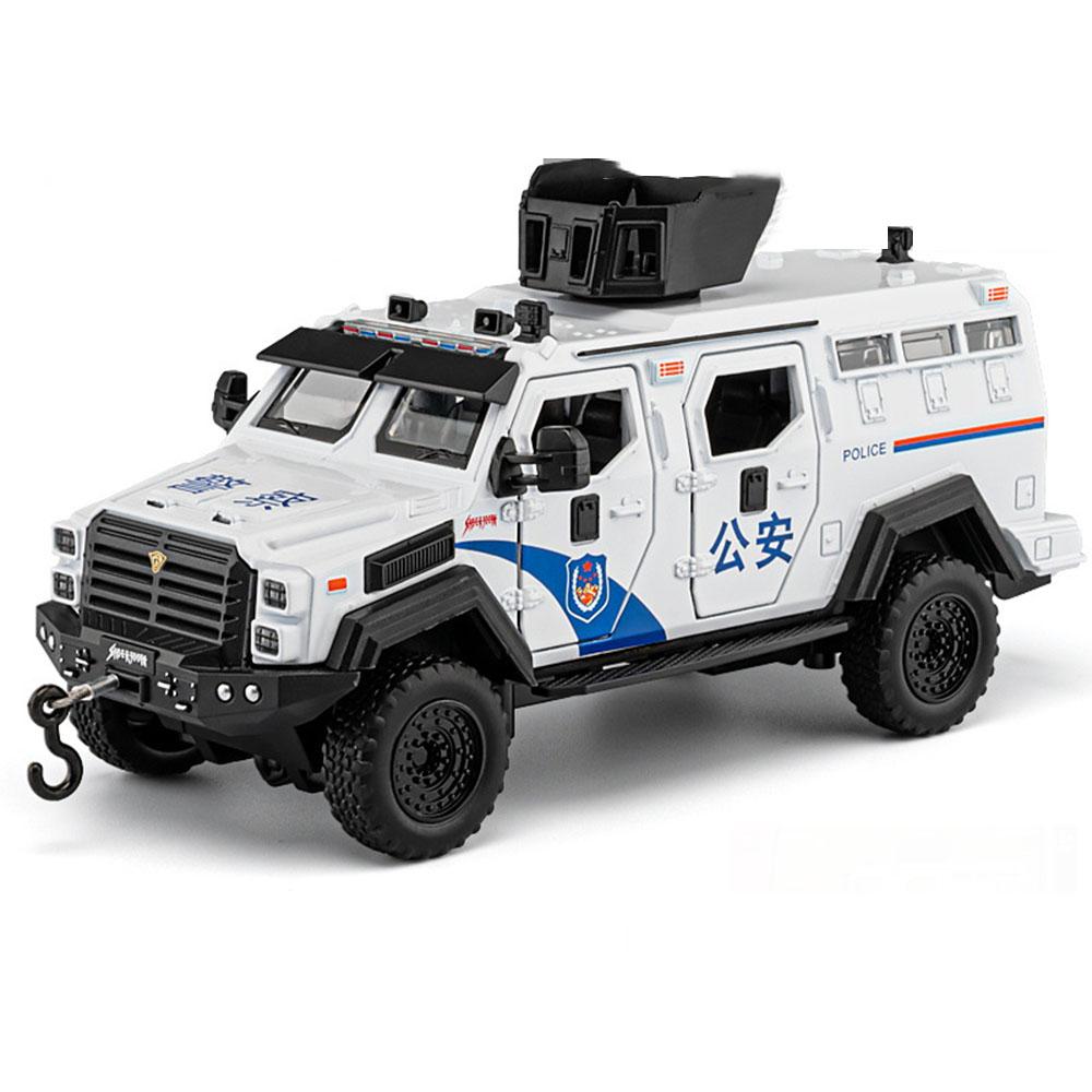 1:32 Sabertooth Alloy Diecast Police Car Model Toys Doors Opened with Sound Light Pull Back Miniature Vehices Boy Birthday Gifts