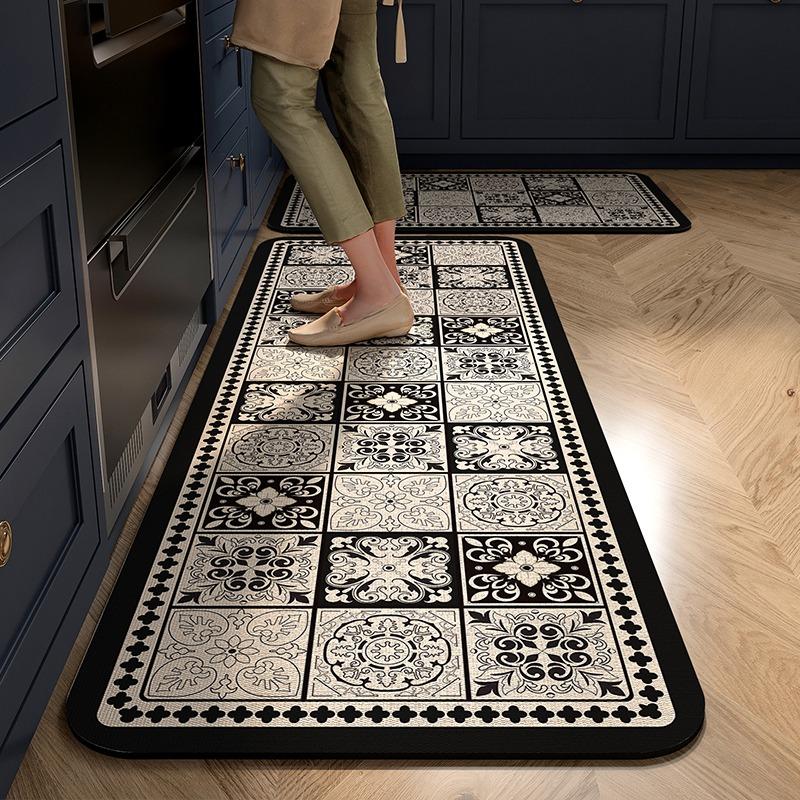 Kitchen Carpet Non-slip Absorbent Floor Mat Home Decoration American Retro Long Strip Rug Water-absorbent Quick-drying Area Rugs