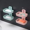Double-Layer Wall-Mounted Punch-Free Soap Box with Suction Cup for Bathroom