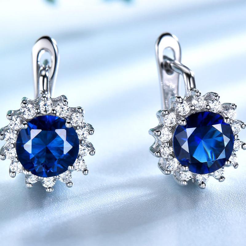 Gica Gema Ювелирные изделия из стерлингового серебра 925 пробы с синим цветком, великолепные новые поступления, серьги-гвоздики для женщин, изысканные ювелирные изделия высокого качества, подарок на День святого Валентина