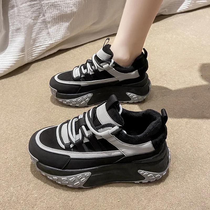 Fashion Woman Fashion Vulcanize Shoes Warm High Top Sneakers 2025 Autumn Platform Sneakers Mesh Ladies Footwear Casual Ladies Footwear