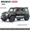 Mercedes-Benz G55 Brabus G800 1:Масштабная модель 32: Сплавной внедорожник со светом, звуком, инерционным механизмом и открывающимися дверями.