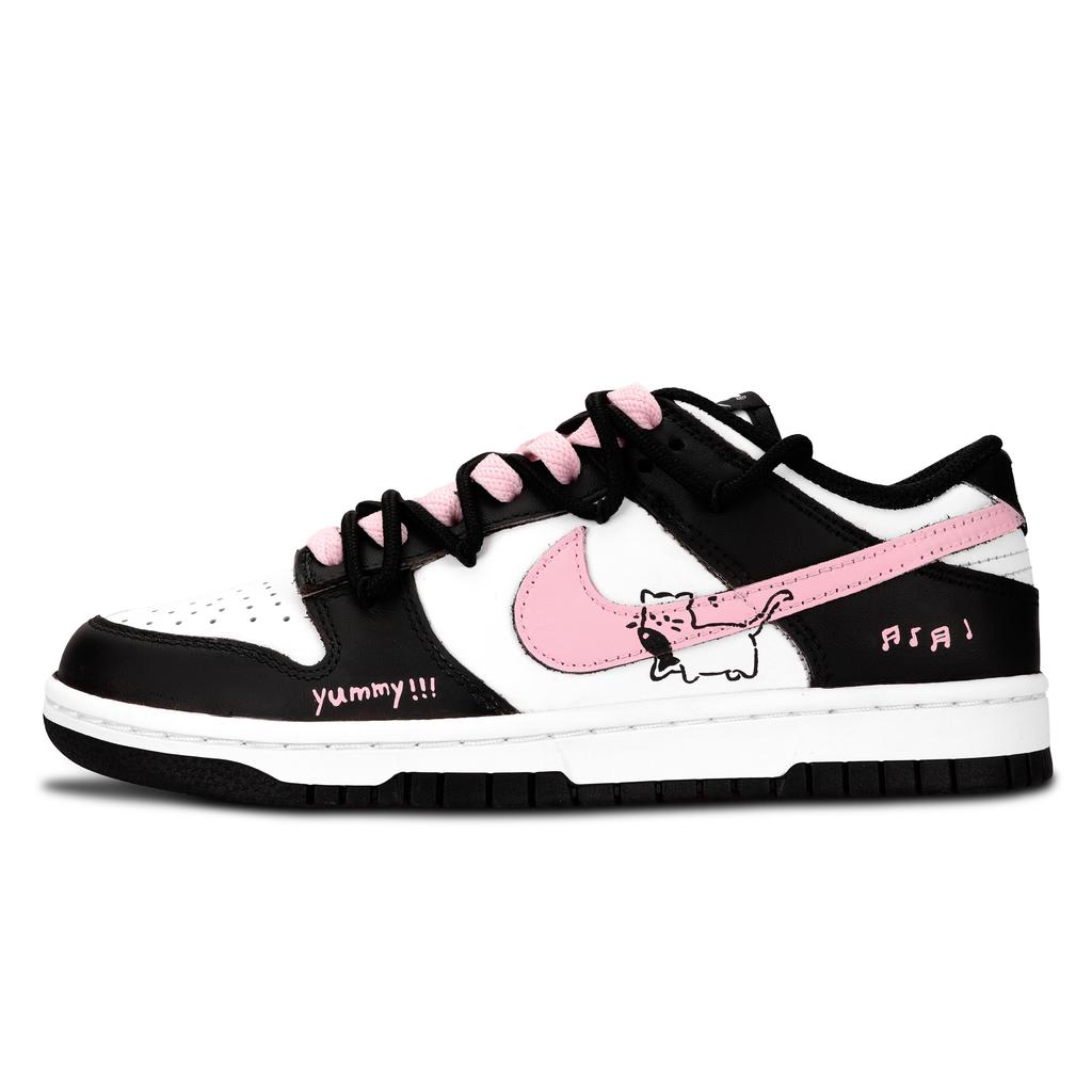 Nike Dunk Black White, Pink Cat Dream Abrasion Resistant Abrasion Resistant Low top Skateboard Shoes Unisex Pink DD1391-100(Team883-)