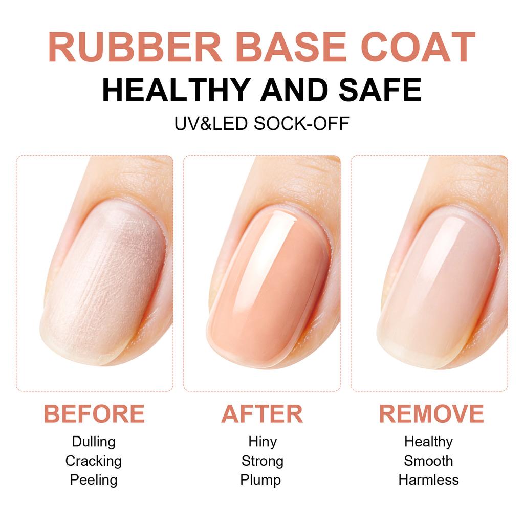 4 in 1 Rubber Base Gel Nail Polish Soak Off UV Gel Color 14ml Long Lasting High Gloss No Wipe 6pcs
