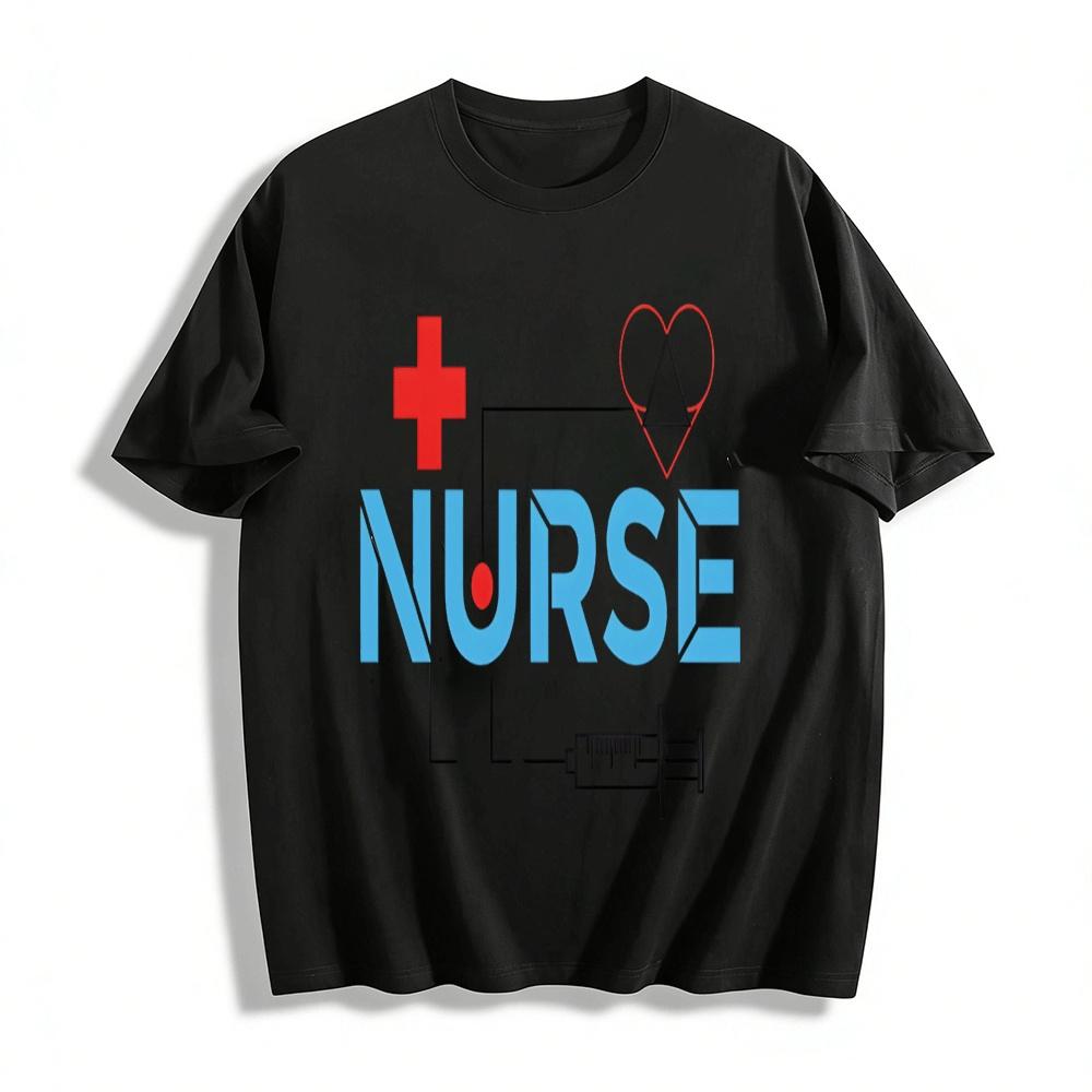 Nurse Themed Printed T-shirt Cotton Comfort Top For Nurse Day Pure cotton T-shirt