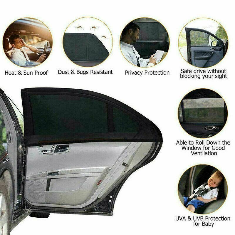 Car Front Rear Side Window Sun Visor Shade Mesh Cover Insulation Anti-mosquito Fabric Shield UV Protector Sunshade Curtain Black