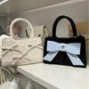 New Bow Girl Bag Sweet and Cute Hand-held Small Square Bag Versatile One-shoulder Crossbody Bag for Women