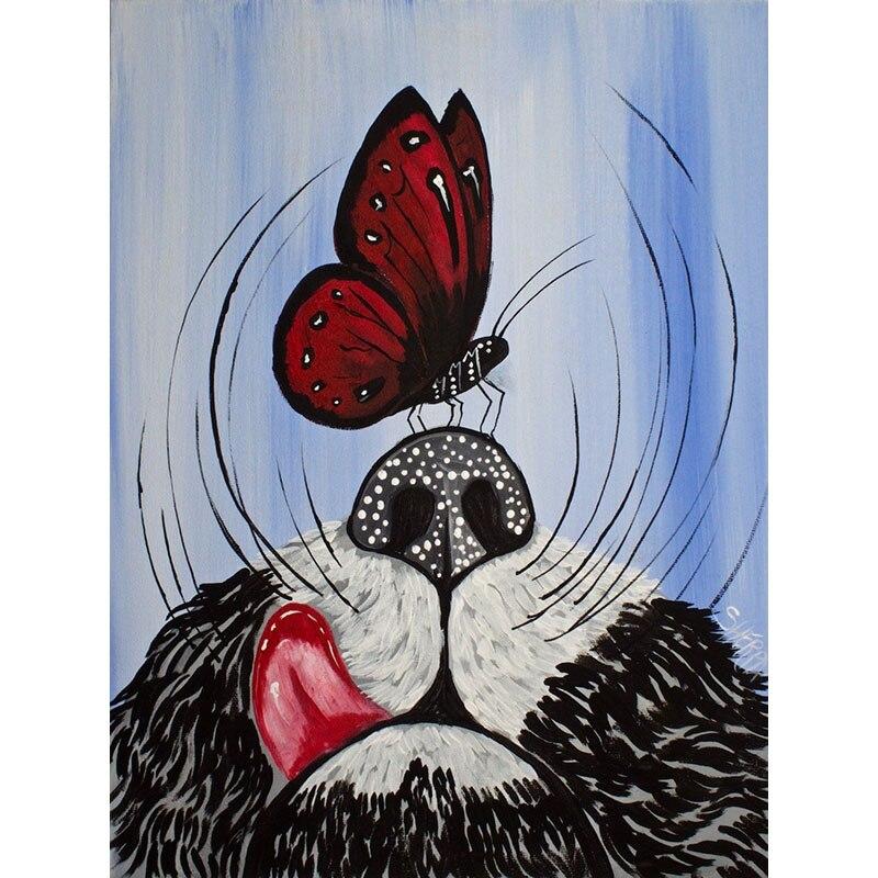 Новый 5D DIY алмазная живопись кошка/бабочка Алмазная вышивка животное вышивка крестиком полная круглая дрель ремесла домашний декор подарок