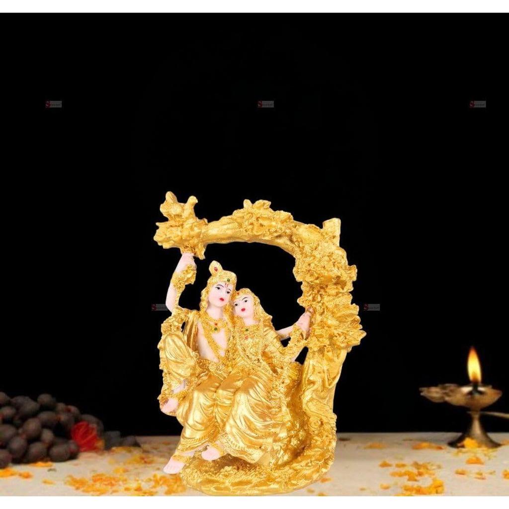 1 Pcs Shree Radha Krishna Idol - Gold Murti Statue | Gift for Him/Her, Mother's Day,Decor, Ganesh Pooja, Office,car Dashboard, Mandir,