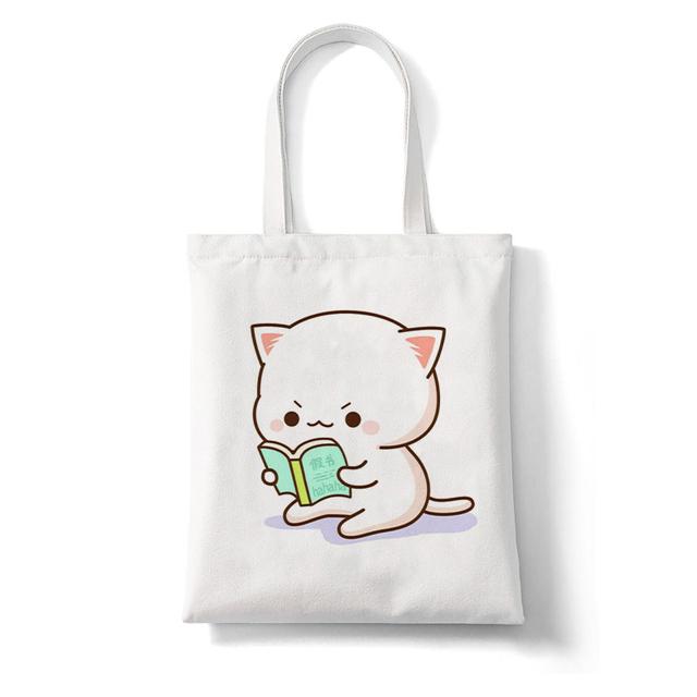 Kawaii Cats Cute Animal Fashion Shopper Bag High Capacity Canvas Bags Women Tote Bag Handbags Casual Girl Shoulder Bag For Girls