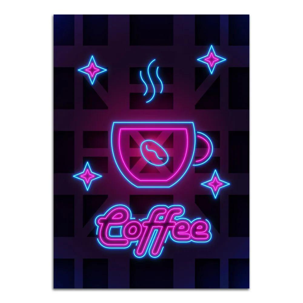 Неоновая вывеска Арт Такос Рамен Еда Постер Принт Хот-дог Картофель фри Бургер Холст Живопись Современный Домашний Декор Картина Для Кухни Без Рамки