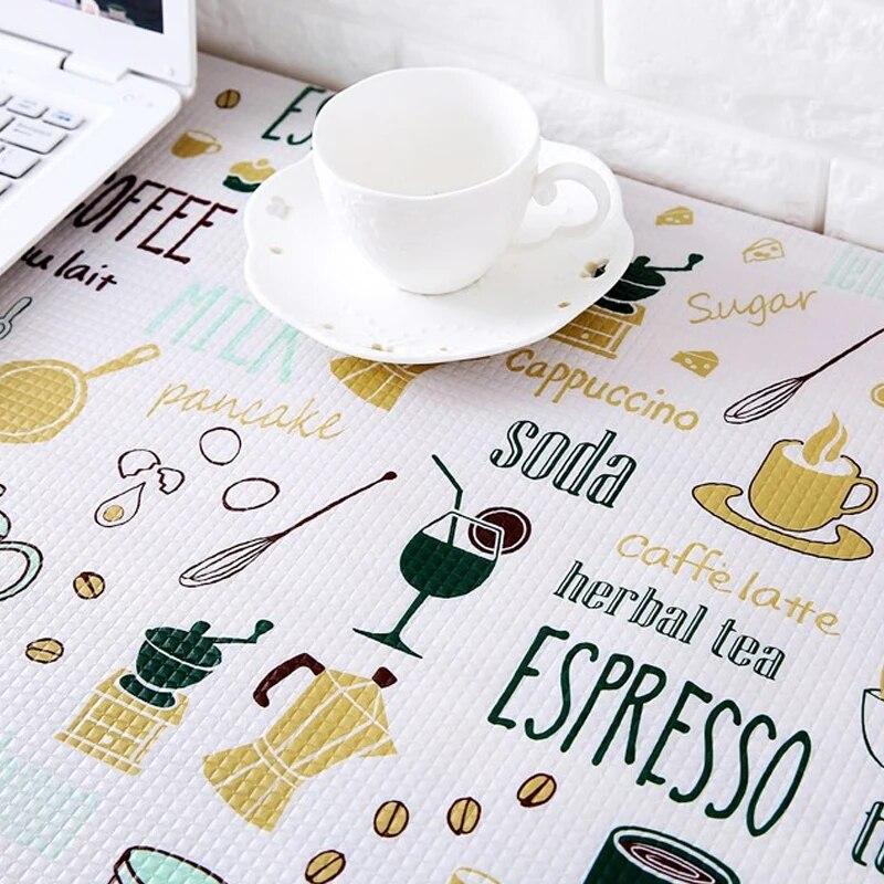 1 рулон, можно разрезать, коврик для стола, ящики, полки, шкафы, коврик для кухонного шкафа с рисунком, водонепроницаемые масляные утолщенные кухонные наклейки