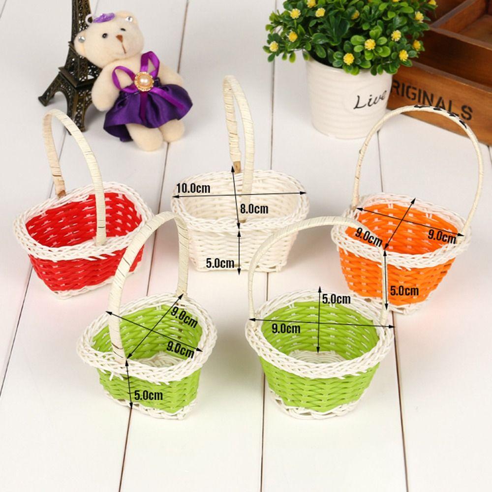 Корзина для хранения цветов из ротанга, круглая/в форме сердца, плетеная корзина для цветов для дома, свадьбы