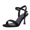 Fashion Liyke Summer 7CM Gladiator Sandals Woman Fashion Round Open Toe Buckle Strap Black High Heels For Ladies Shoes Sandalias Mujer