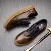 Мужские кожаные туфли на шнуровке, повседневные мужские туфли, деловые туфли в британском ретро-стиле с мягкой подошвой для мужчин