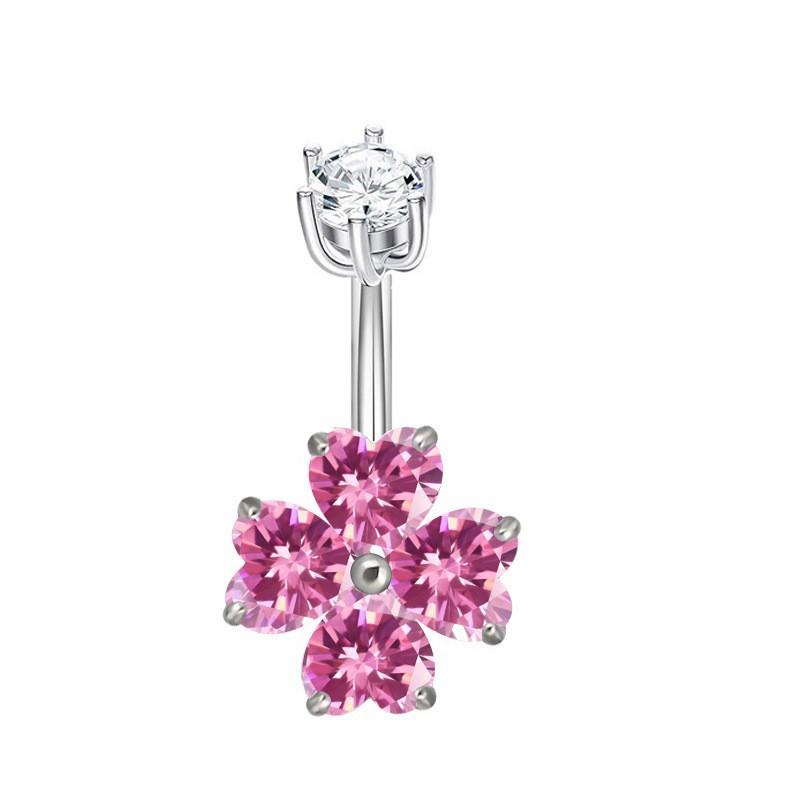 Women Pink Zircon Belly Button Ring Fashion Novelty Navel Jewelry Sweet Jelly Pink