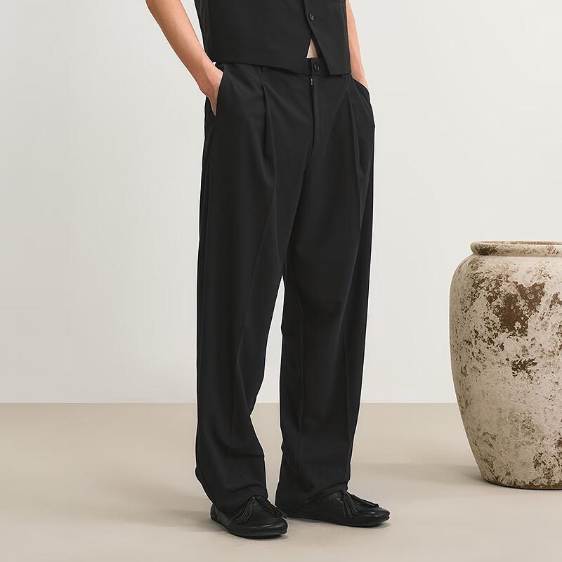 CROQUIS Men's 2025 Summer Loose Straight-Leg Knitted Casual Pants