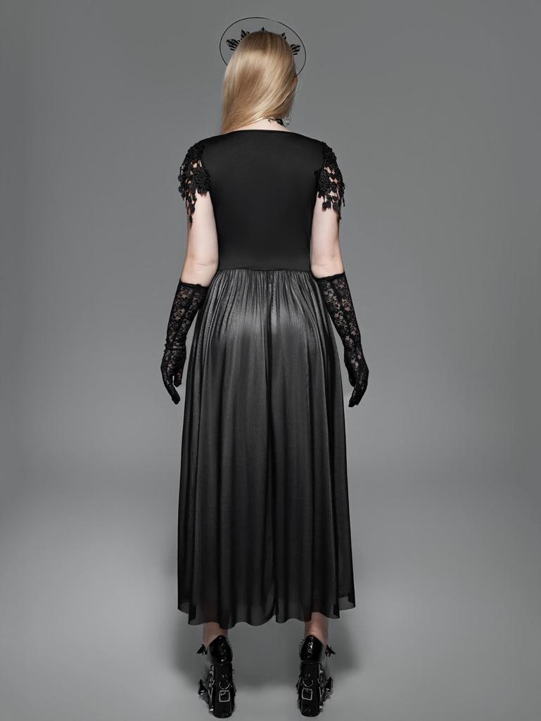 Платье макси без рукавов Rosegal Gothic Guipure с кружевными вставками из сетки и кисточками
