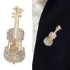 Stylish Rhinestones Violin Pin Retro Styles Musical Jewelry Statement Pieces for Casual Formal Outfits Alloy Accessory