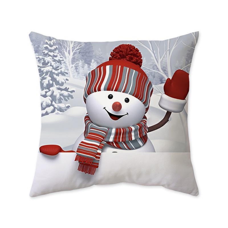 Santa Claus Snowman Holiday Pillow Case Gift Sleeper Sofa Bedroom Bedside Imitation Super Soft Pillow Back Pillow Case