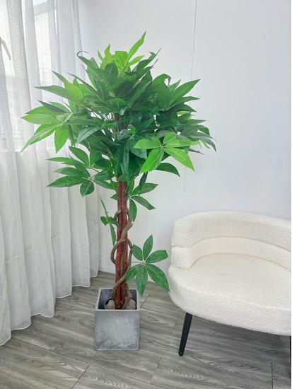 Eco-friendly Artificial Money Tree Bonsai with Real Trunk - Floor-standing Home Decor for Entrance & Garden, Attracts Wealth.