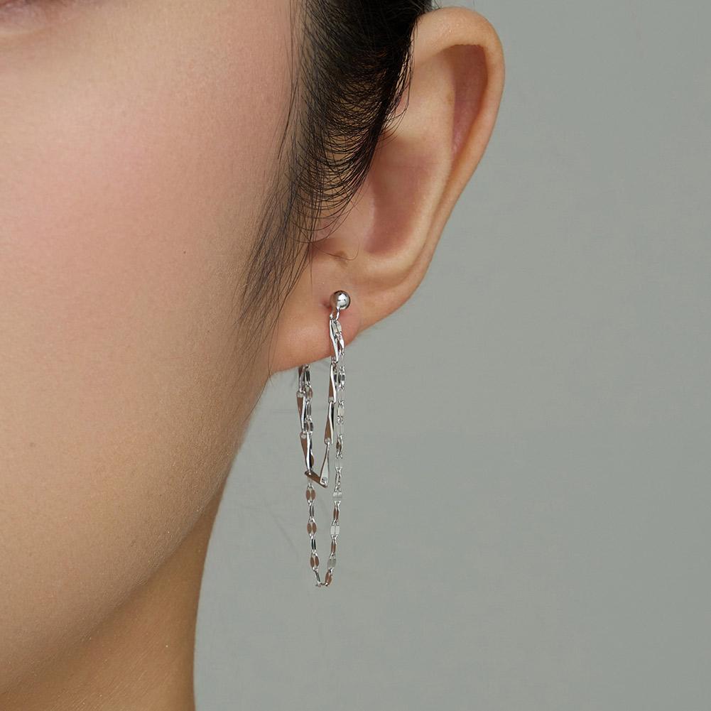 RINNTIN APE151 New Double Chain Tassel Drop Earring 925 Sterling Silver 14k Gold Plated Twisted Link Chain Fine Jewelry Earrings