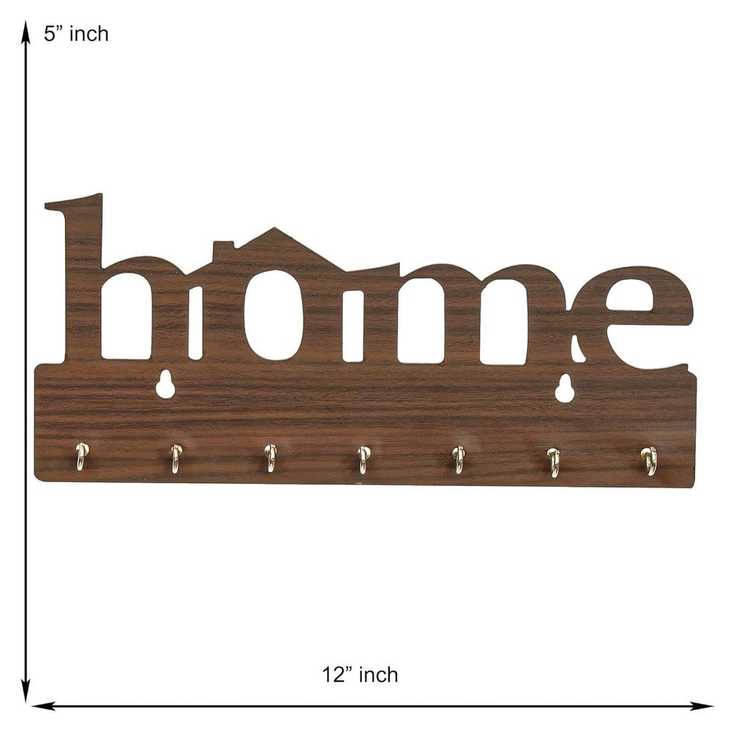 Деревянная ключница для ключей премиум-класса (29 см х 13,5 см х 0,4 см, Дерево) Крючок 7 — декоративные предметы для домашнего декора (коричневый)