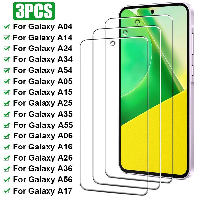 3 шт. закаленное стекло для samsung galaxy a54 a34 a24 a55 a35 a16 a17 защитная пленка для экрана для samsung a05s a04 a06 a14 a15 a26 a36 a56