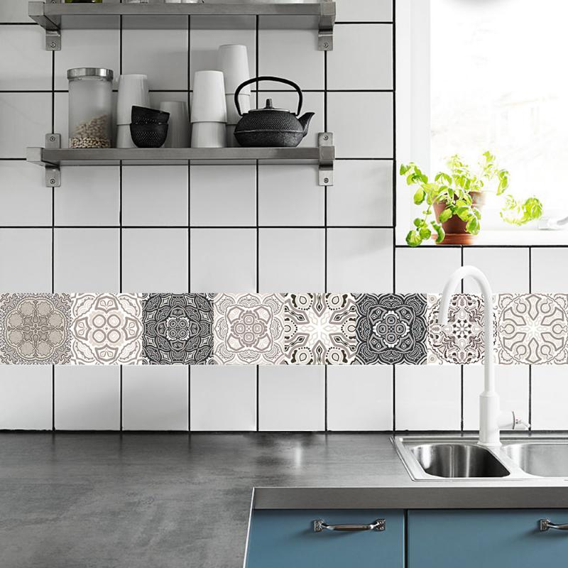 10 шт., ретро-узор, матовая поверхность, плитка, наклейки, чехлы для кухни, ванной, столов, пола, износостойкие художественные наклейки на стены