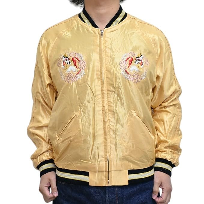 Tailor Toyo Souvenir Jacket Acetate Sukajan ROARING TIGER JAPAN MAP Taylor Toyo TT15682-145 × (JP, Alphabet, XL, Green)