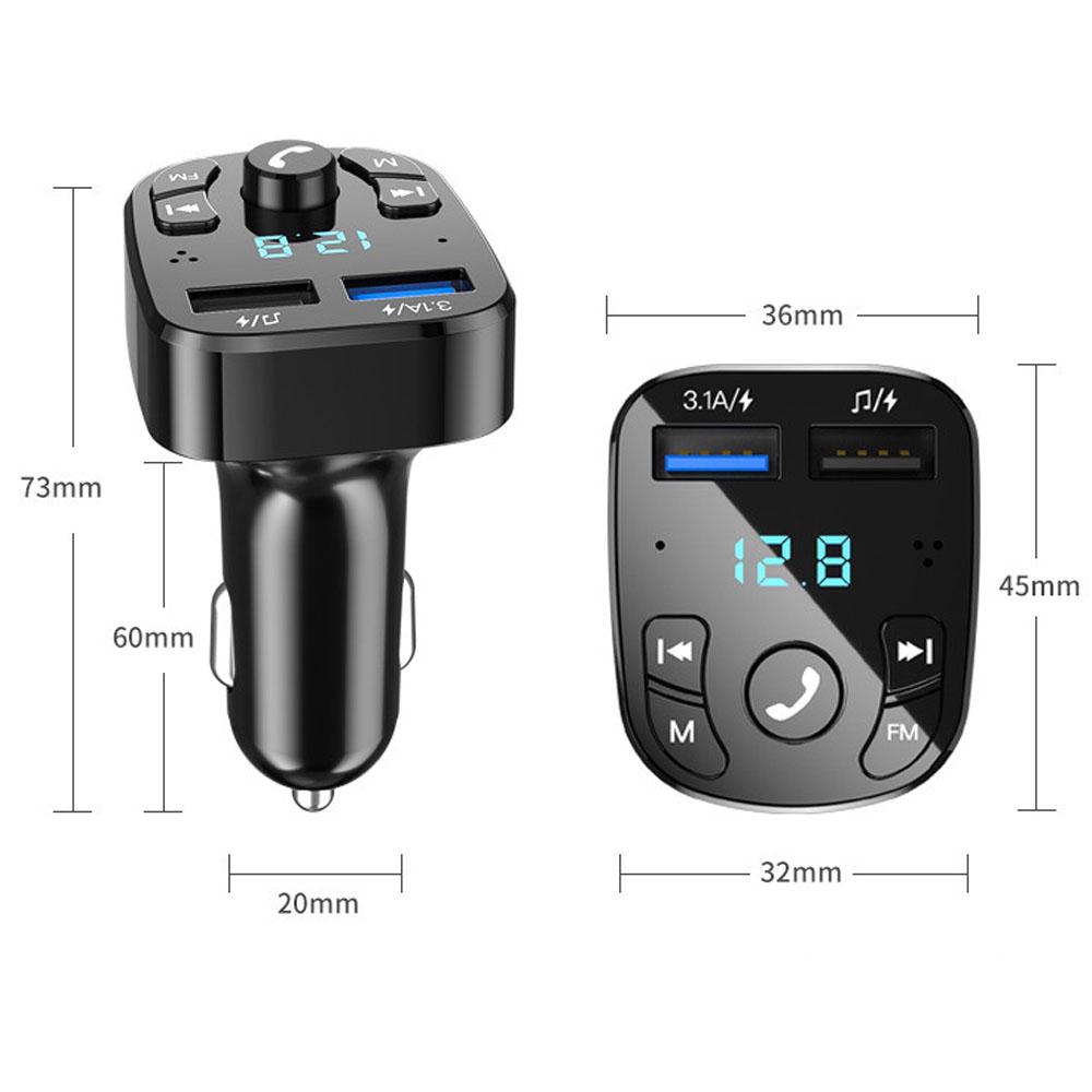Car MP3 Player Wireless FM Transmitter Stereo Dual USB Port Car Support Hands- Calling USB Flash Drive Voltage Display