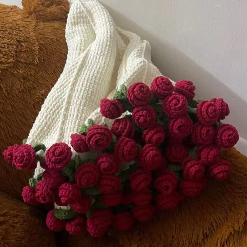 Diy Lily Of The Valley Rose Bouquet Blanket Handmade Weaving Material Pack Flower Carpet Gift