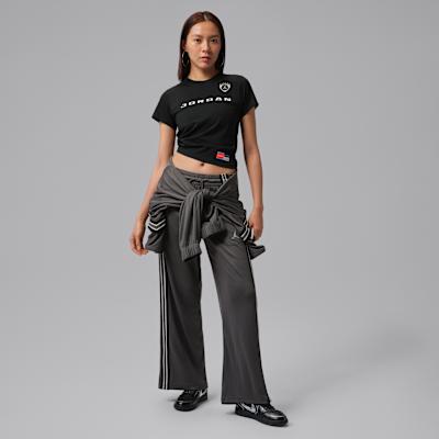 Women's Jordan T Shirts Women's Black Crew Neck Moderate